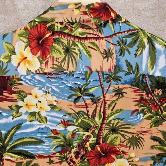 Aloha Joe Hawaiian Shirt Men Size M Maui Coconuts Palm Trees Floral Short Sleeve - Picture 8 of 10
